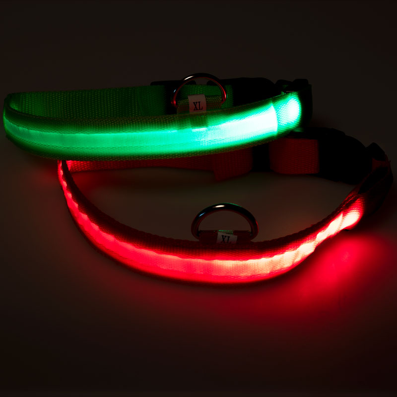 LED Leuchthalsband für Hunde (Rot+Grün), 2tlg.